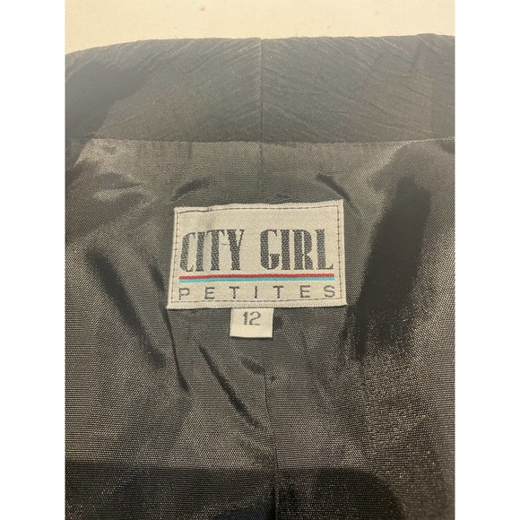 Women's Vintage City girl petites size 12 V dress jacket Black With Brown Design - Picture 5 of 5